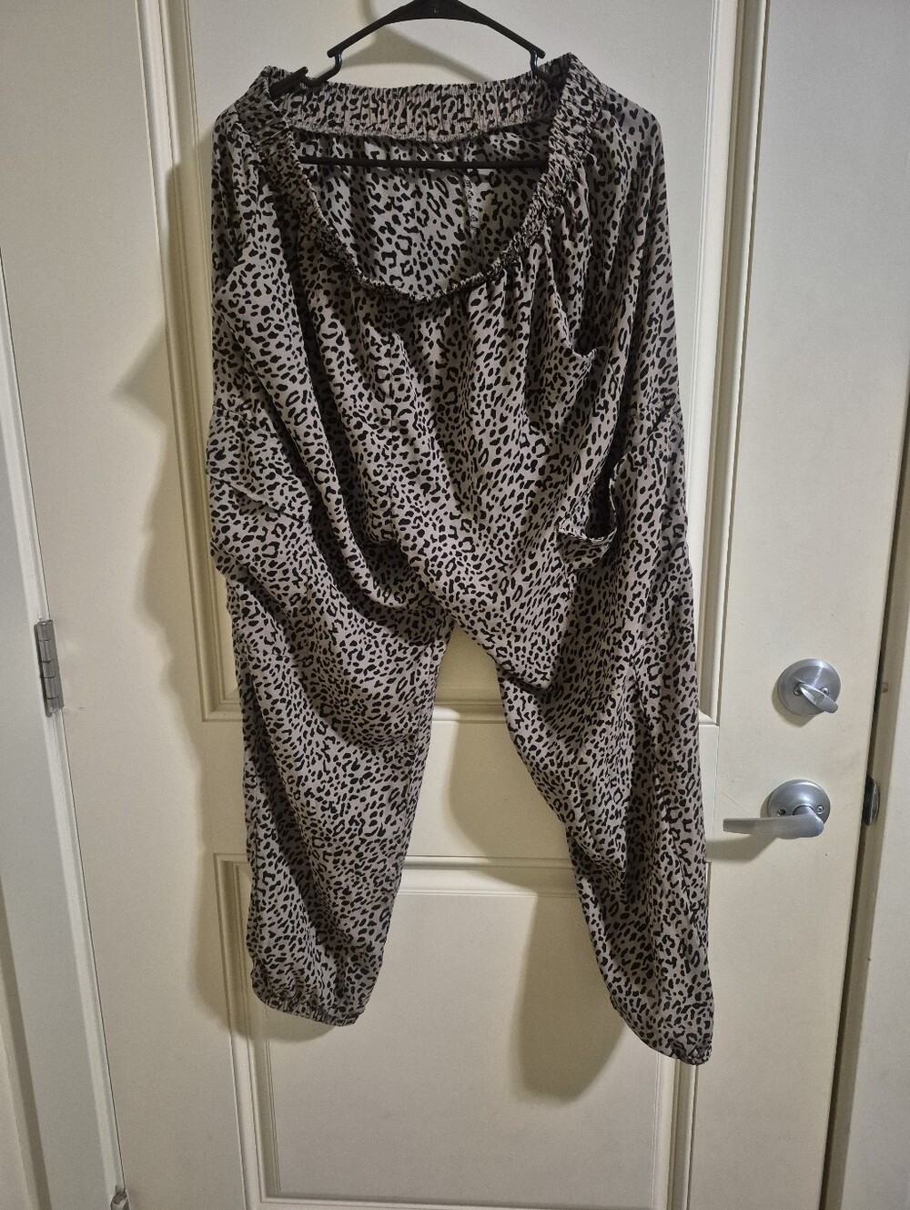Leopard Print Harem Pants - Taupe & Black